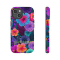 Personalized Floral Tough Phone Case – Vibrant Tropical Flowers, Custom Name