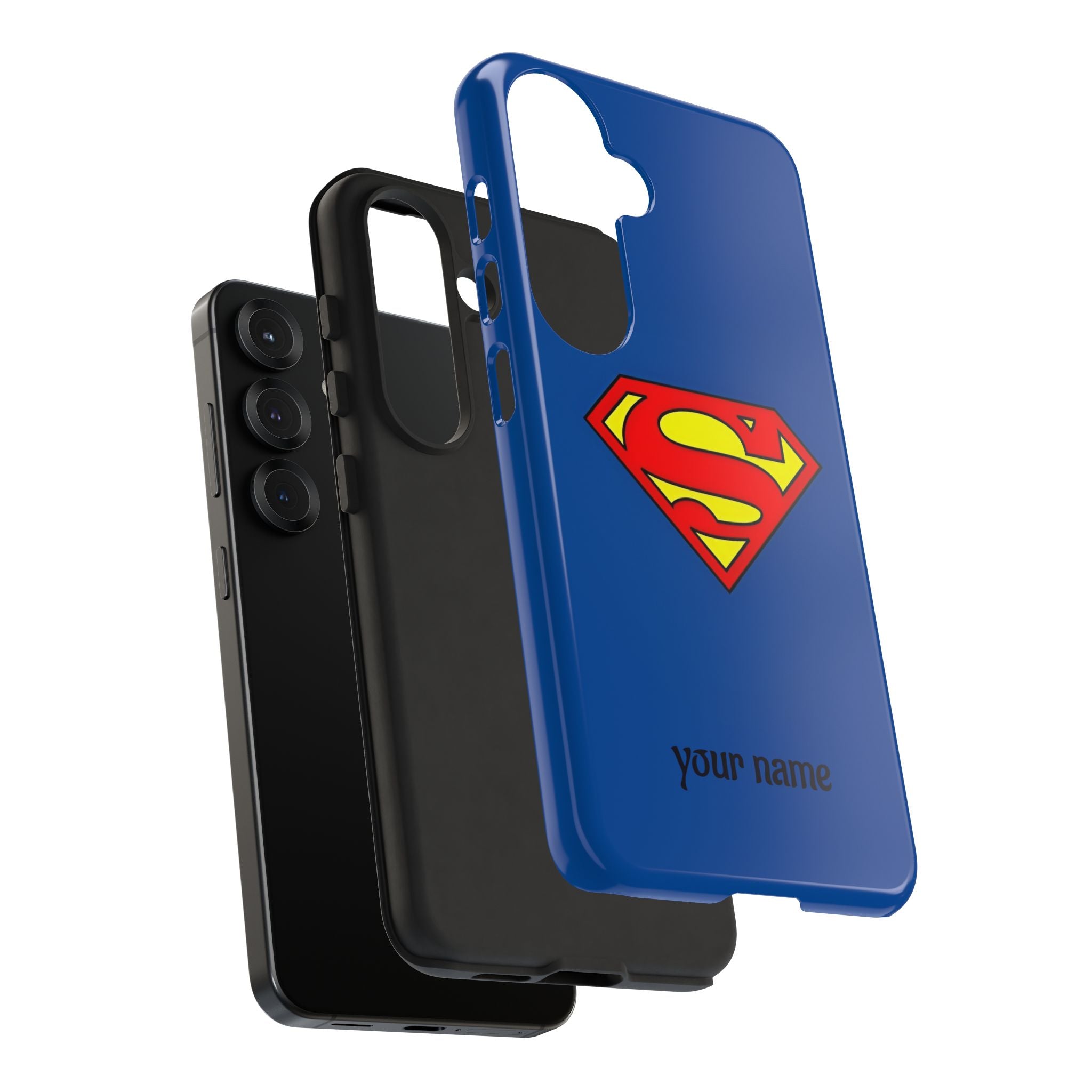 Personalized Superhero Phone Case — Custom Name Blue Protective Cover