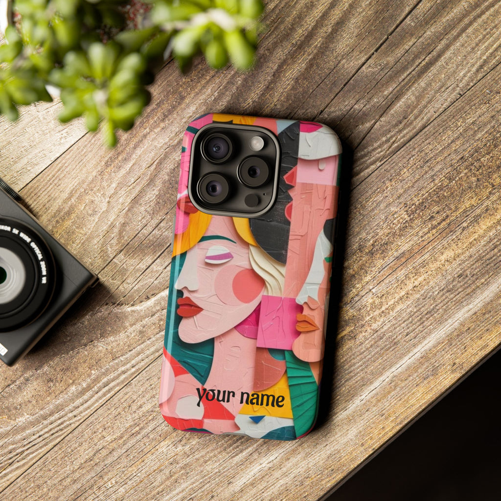 Abstract Faces Phone Case — Colorful Pop Art Personalized Tough Case