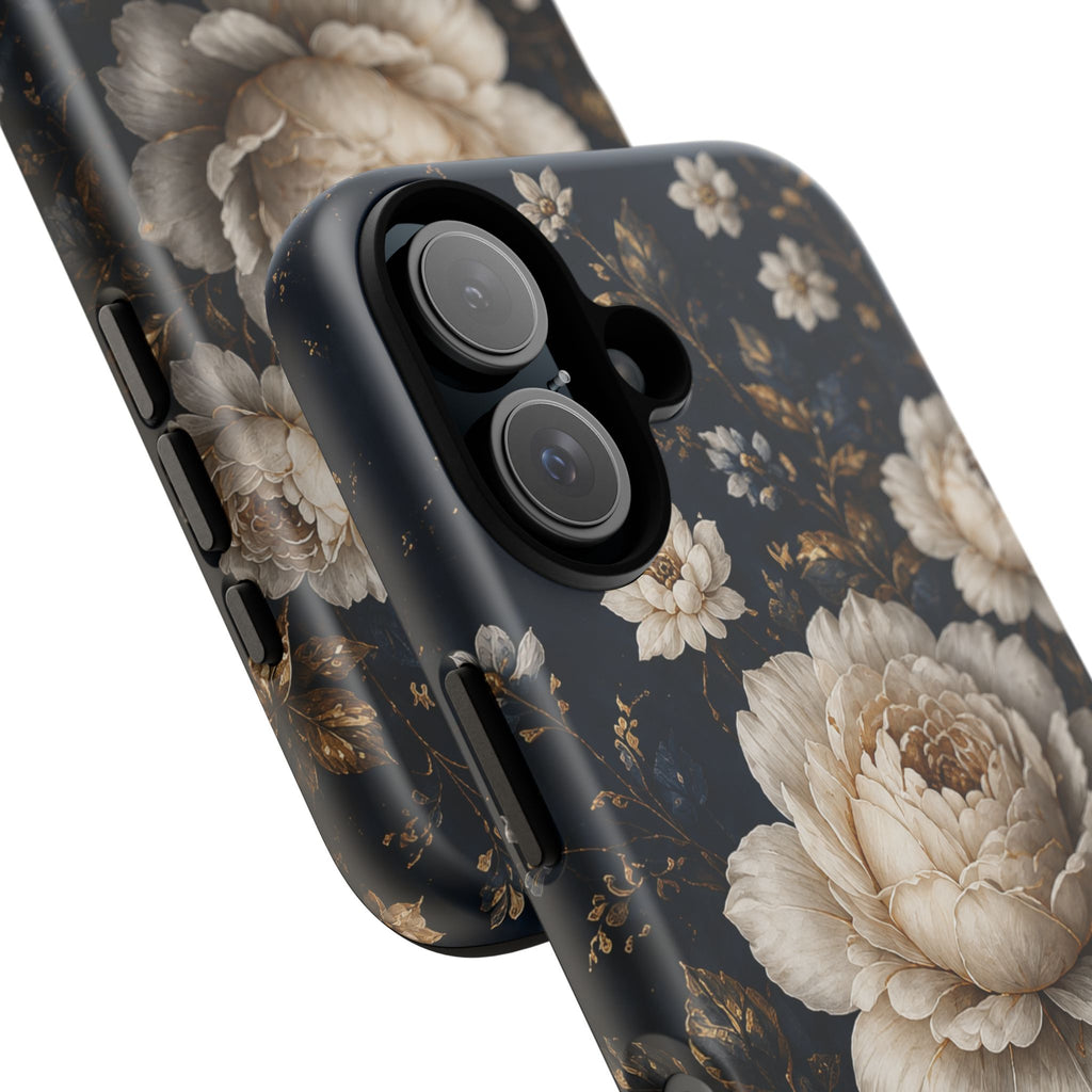 Floral Vintage Phone Case — Personalized "your name" Romantic Dark Peony