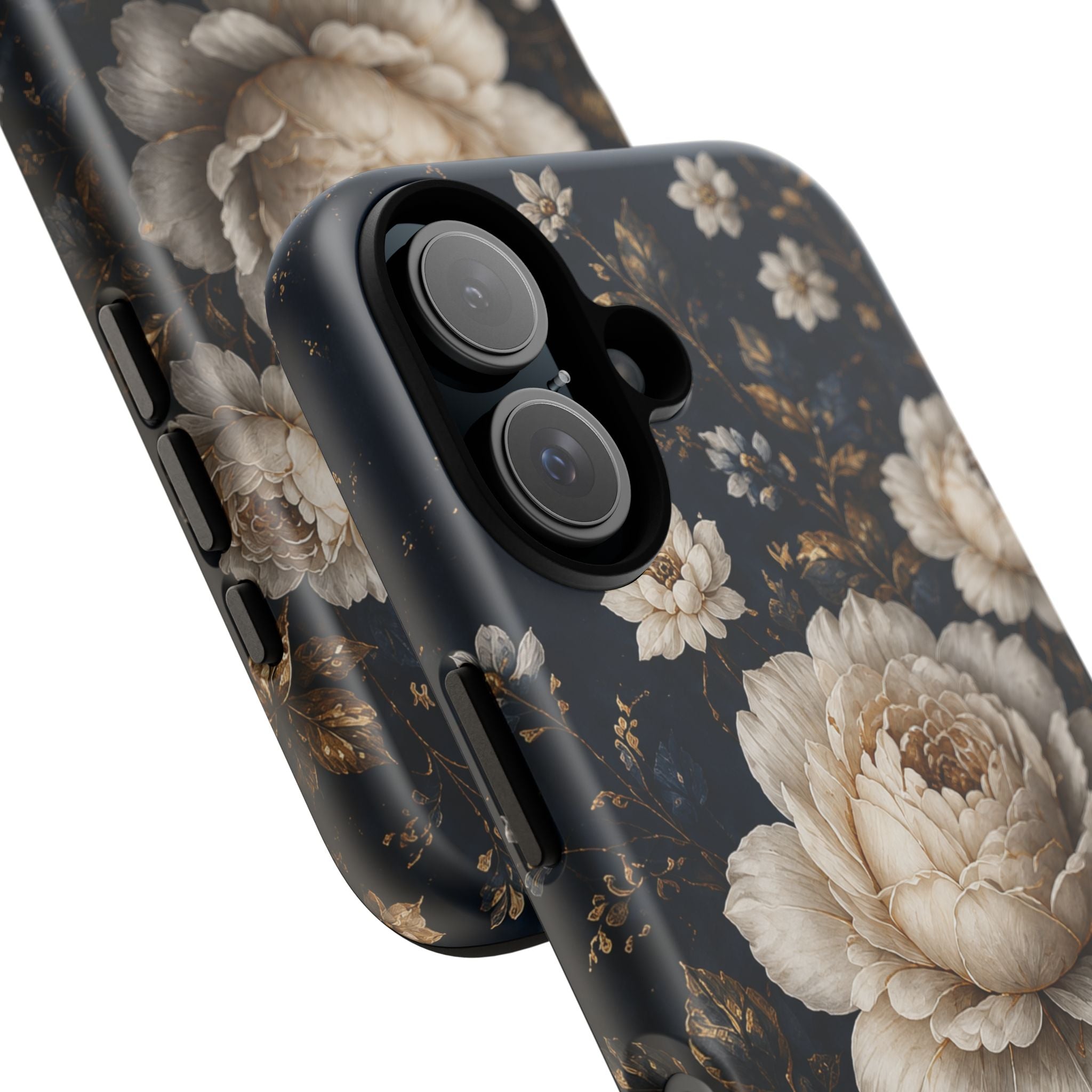 Floral Vintage Phone Case — Personalized "your name" Romantic Dark Peony