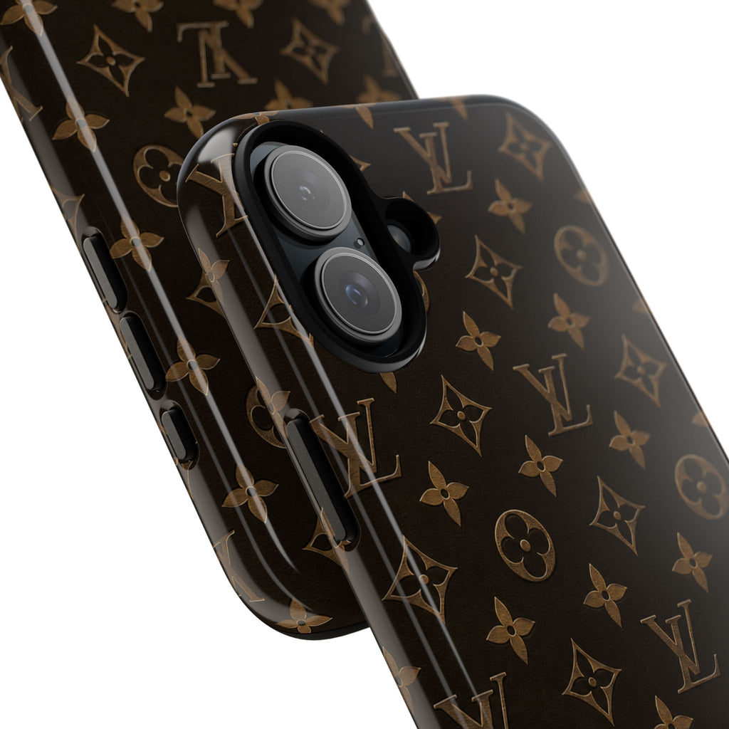 Luxury Monogram Phone Case — Customizable "your name" Brown Pattern