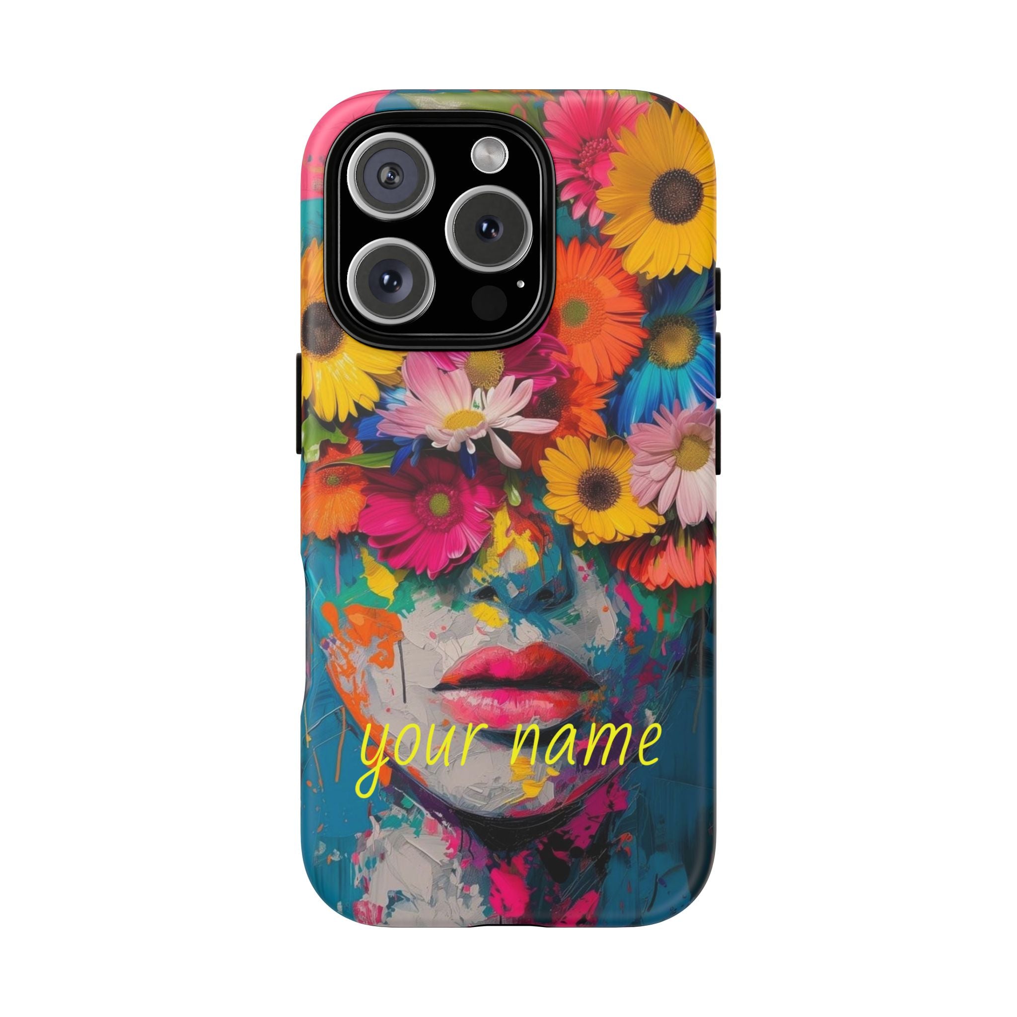 Floral Face Phone Case — Customizable Colorful Portrait iPhone Case