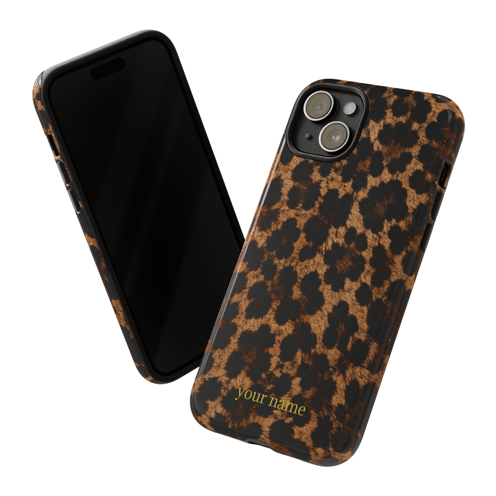 Leopard Print Phone Case — Personalized "your name" Monogram Tough Case