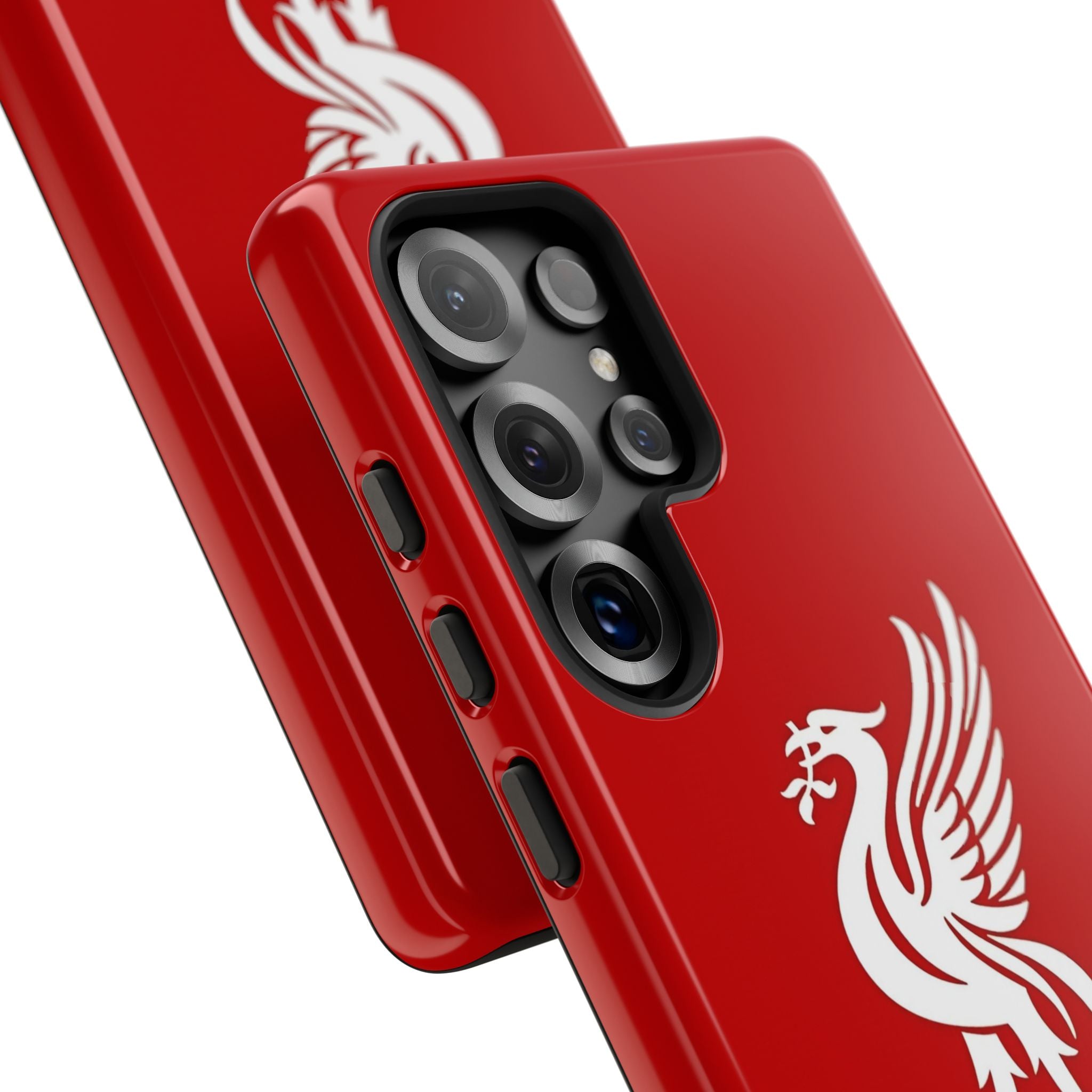 Personalized Red Phone Case — Liverbird Design with Custom Name