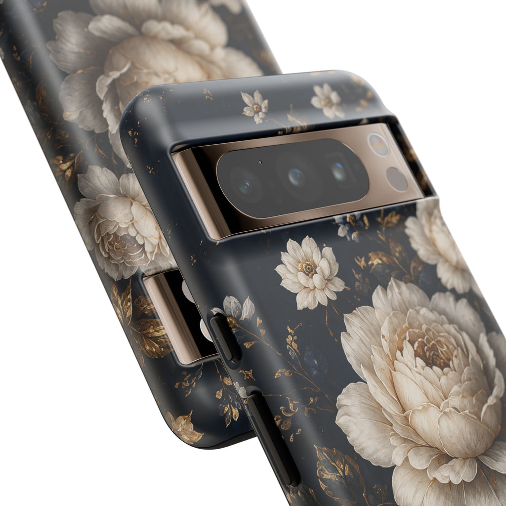 Floral Vintage Phone Case — Personalized "your name" Romantic Dark Peony