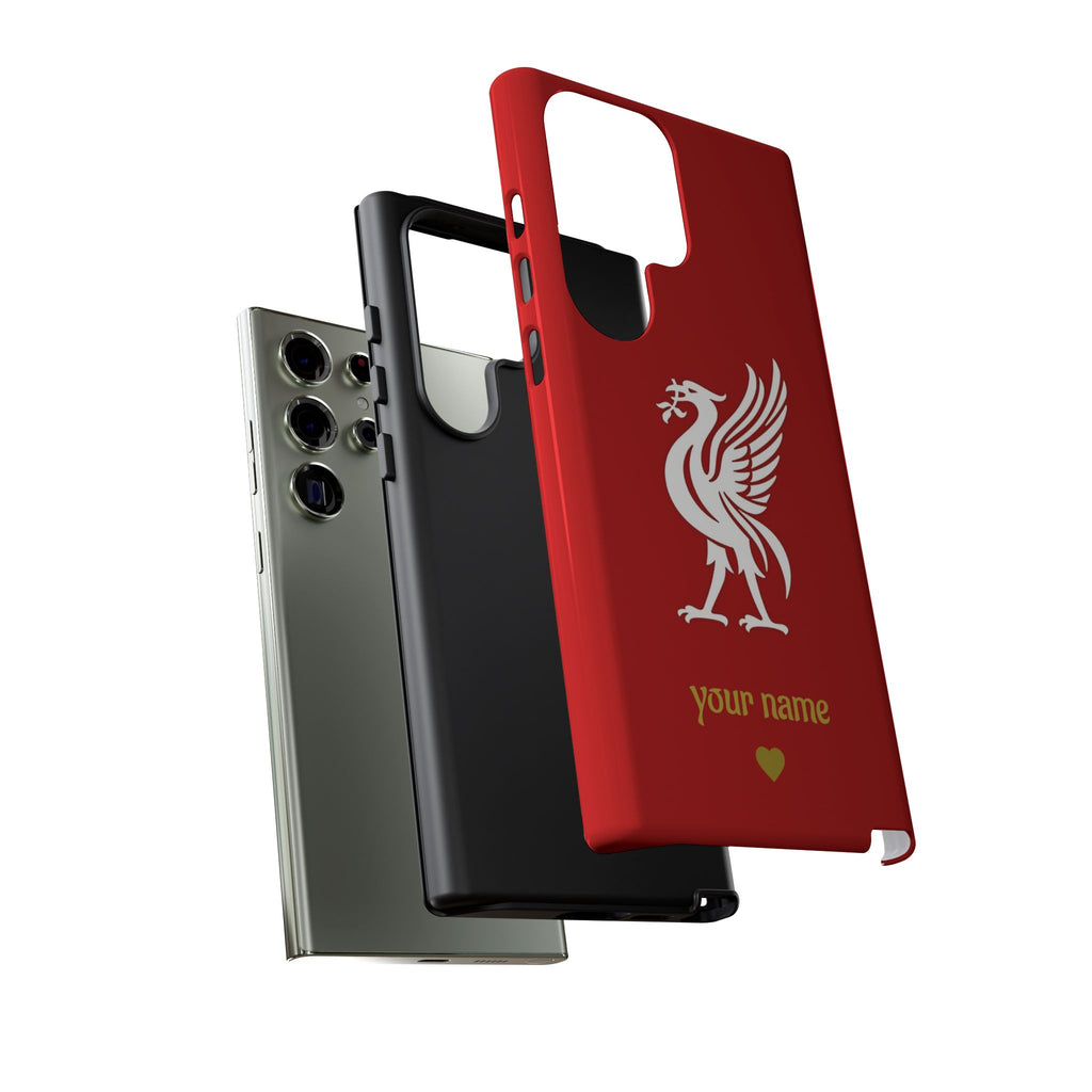 Personalized Red Phone Case — Liverbird Design with Custom Name