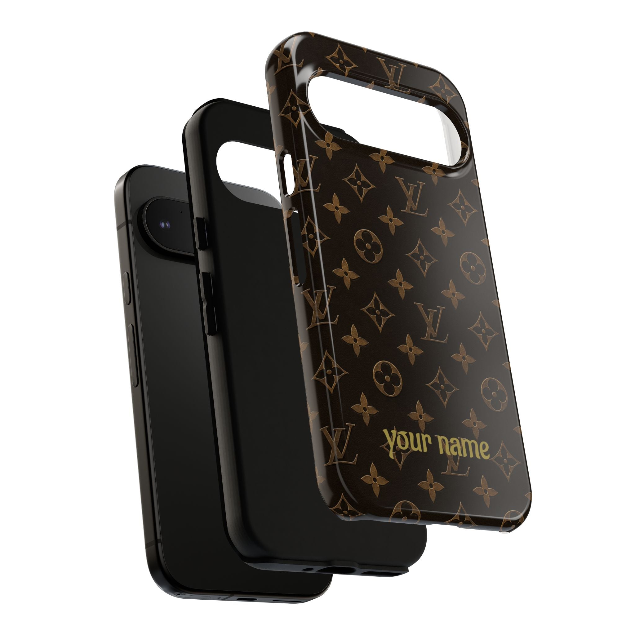 Luxury Monogram Phone Case — Customizable "your name" Brown Pattern
