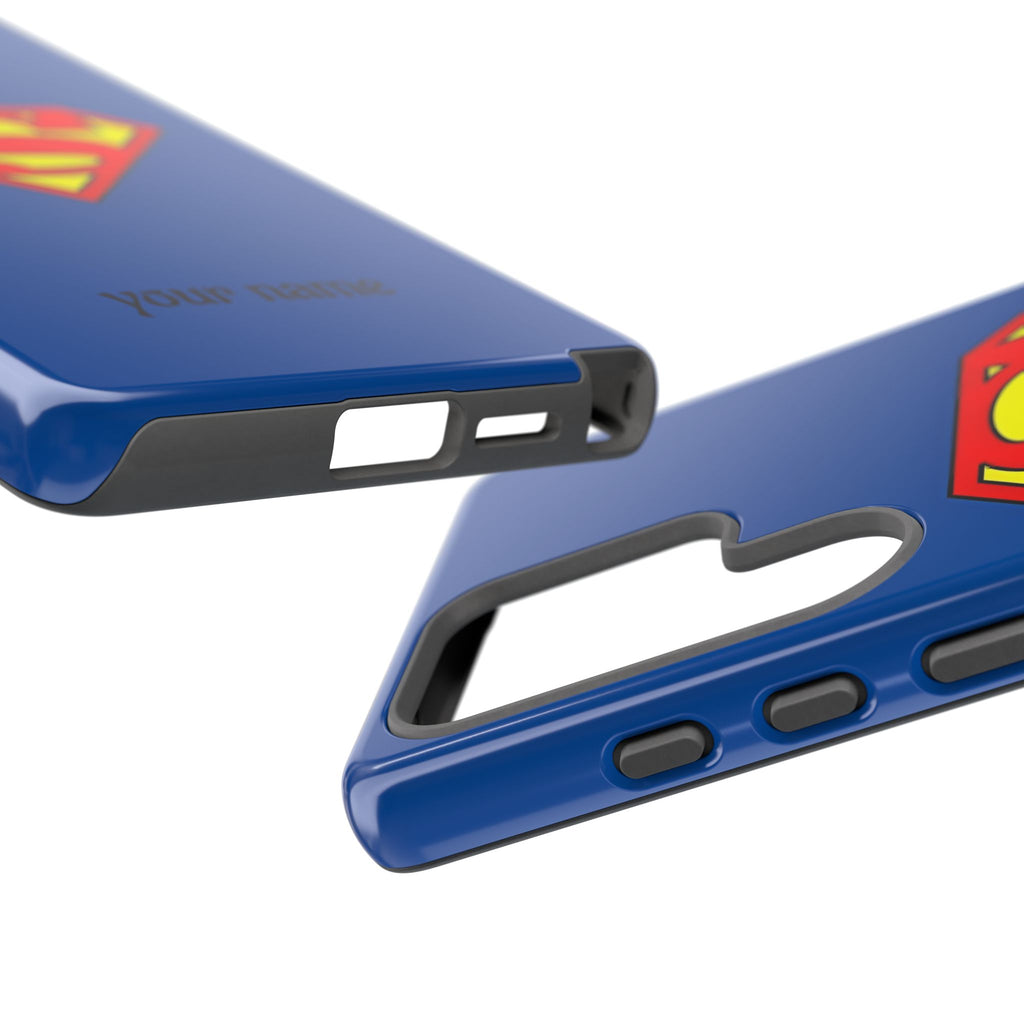 Personalized Superhero Phone Case — Custom Name Blue Protective Cover
