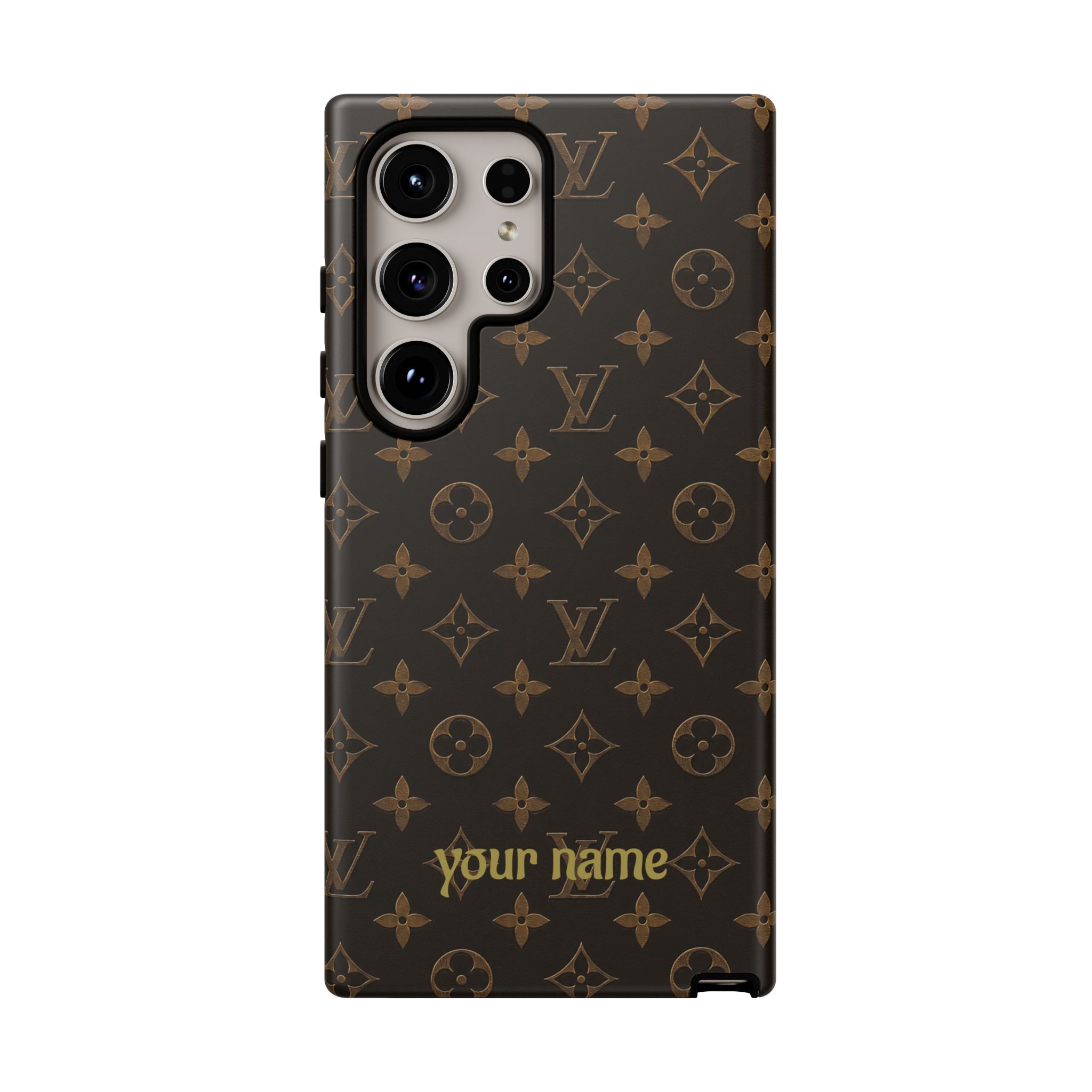 Luxury Monogram Phone Case — Customizable "your name" Brown Pattern