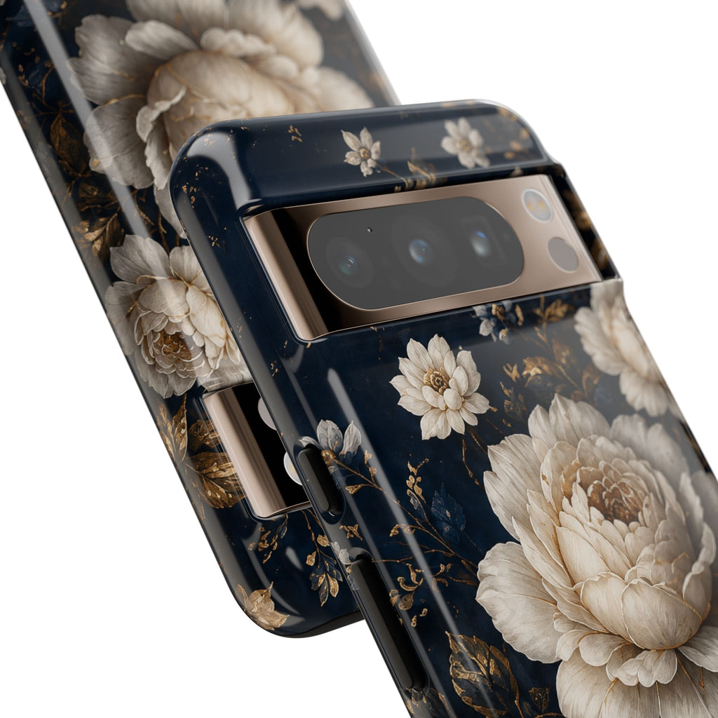 Floral Vintage Phone Case — Personalized "your name" Romantic Dark Peony
