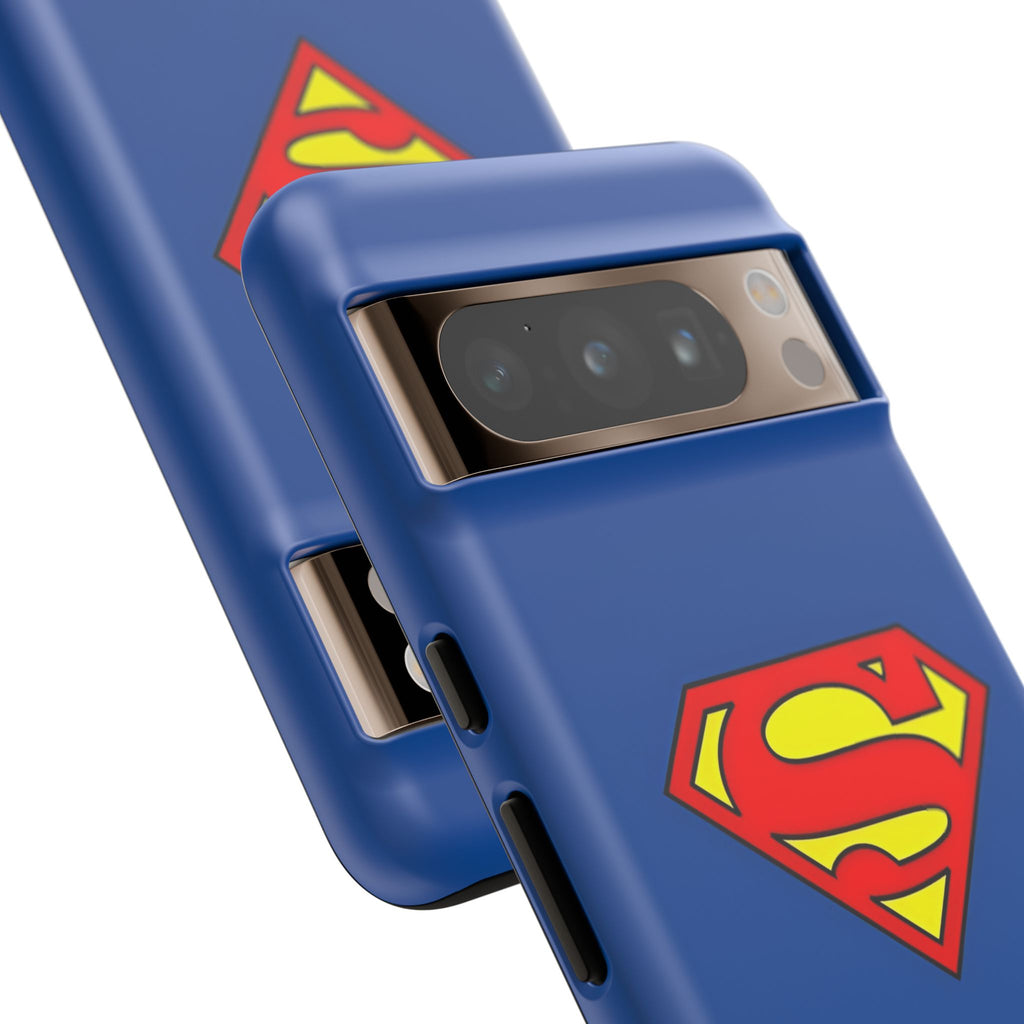 Personalized Superhero Phone Case — Custom Name Blue Protective Cover