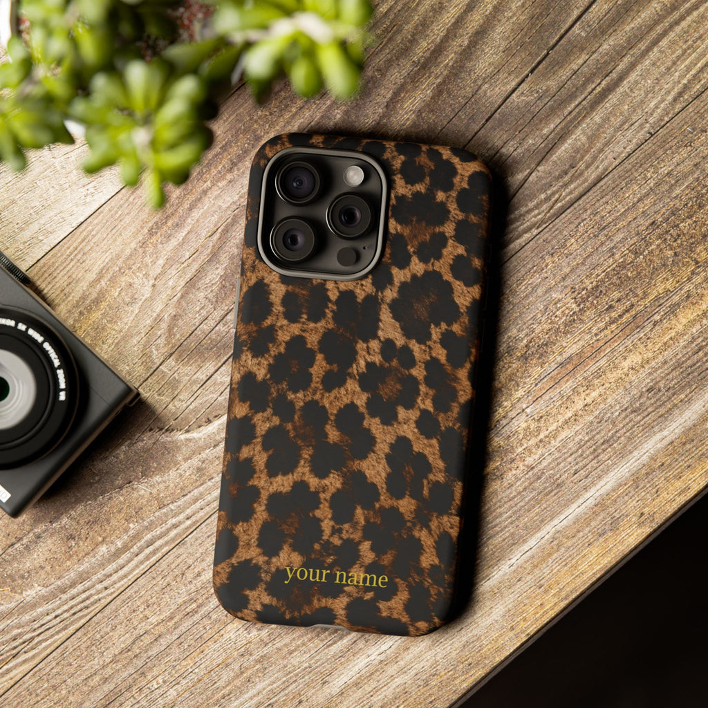 Leopard Print Phone Case — Personalized "your name" Monogram Tough Case
