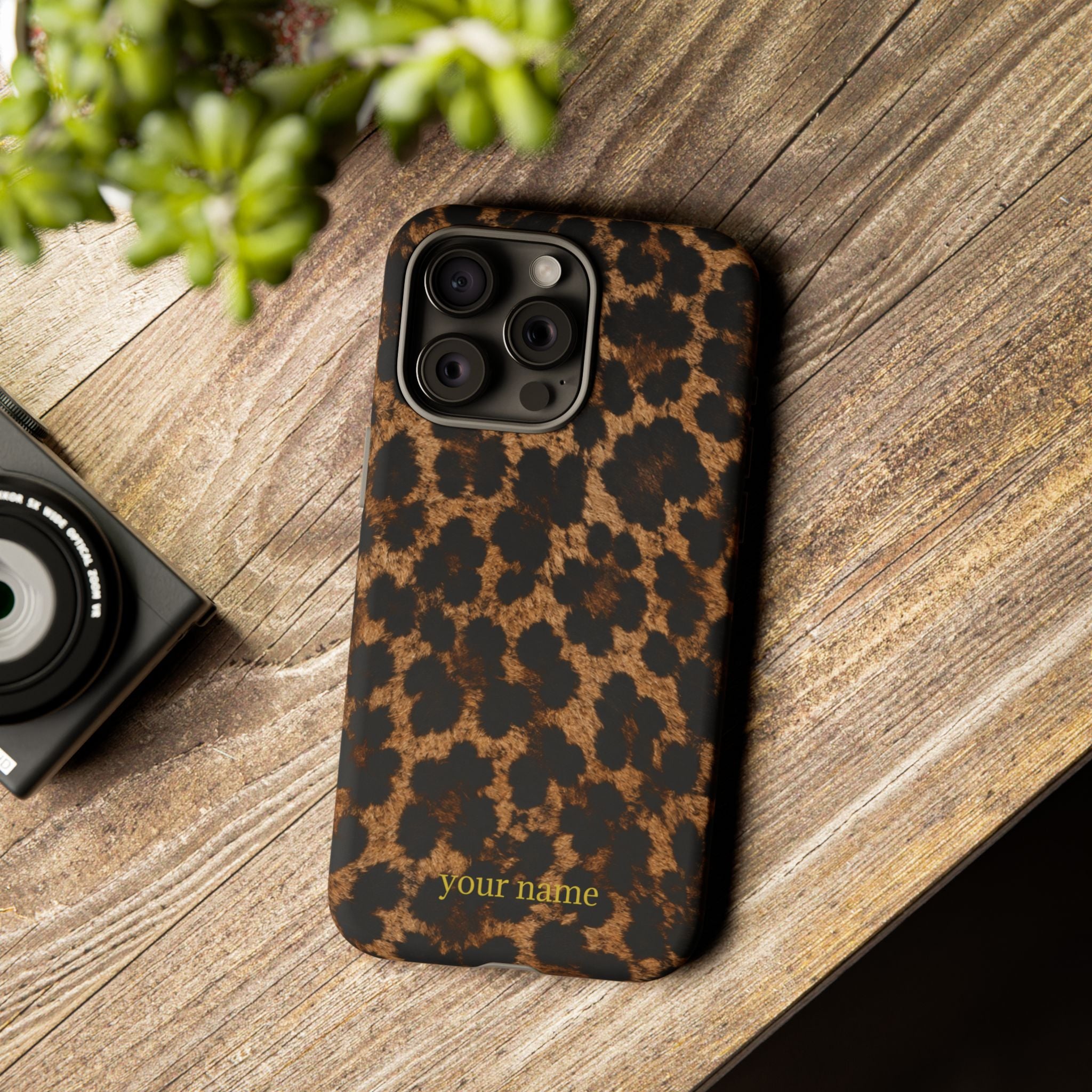 Leopard Print Phone Case — Personalized "your name" Monogram Tough Case