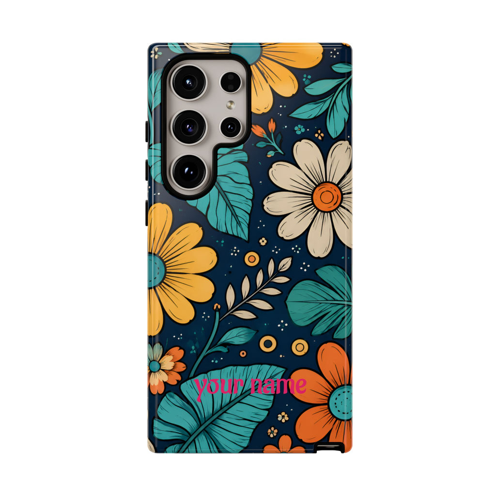 Personalized Floral Phone Case — Custom “Your name” Navy Daisy Design