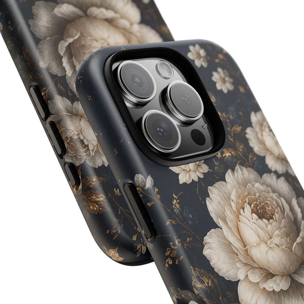 Floral Vintage Phone Case — Personalized "your name" Romantic Dark Peony