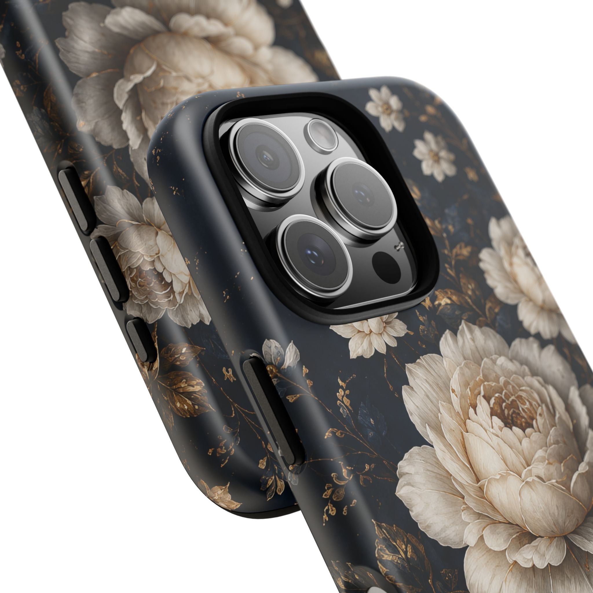 Floral Vintage Phone Case — Personalized "your name" Romantic Dark Peony