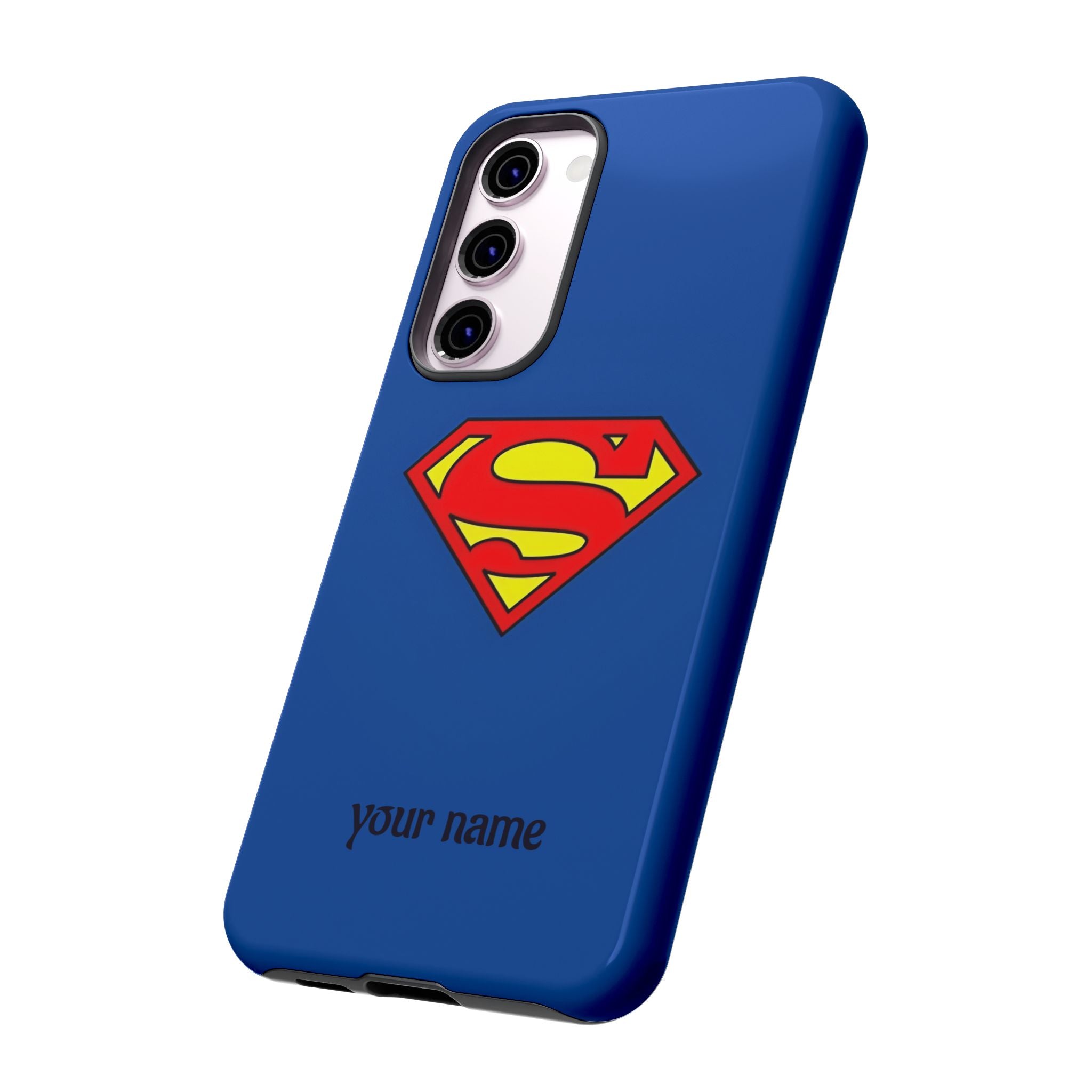 Personalized Superhero Phone Case — Custom Name Blue Protective Cover