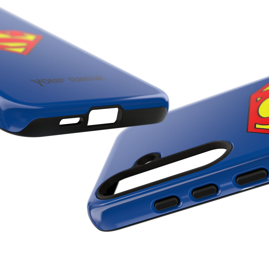 Personalized Superhero Phone Case — Custom Name Blue Protective Cover