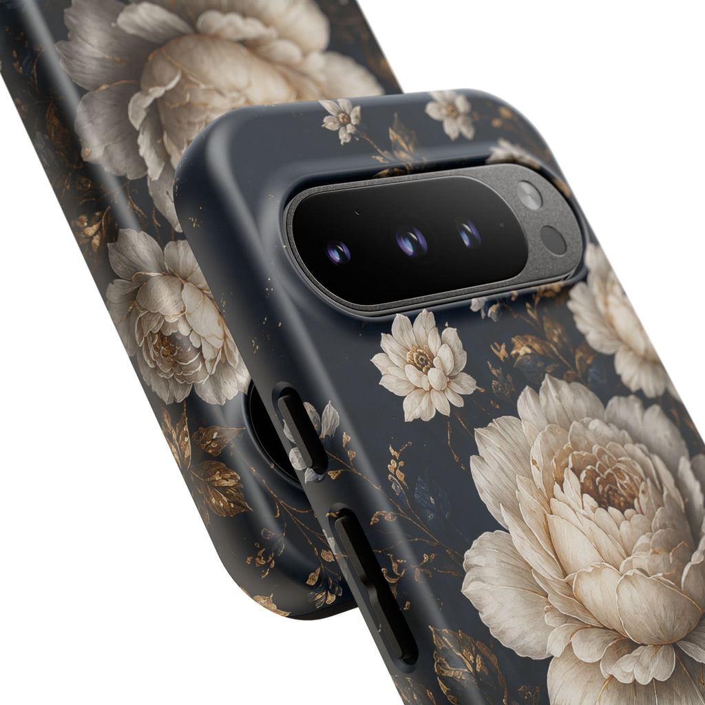 Floral Vintage Phone Case — Personalized "your name" Romantic Dark Peony