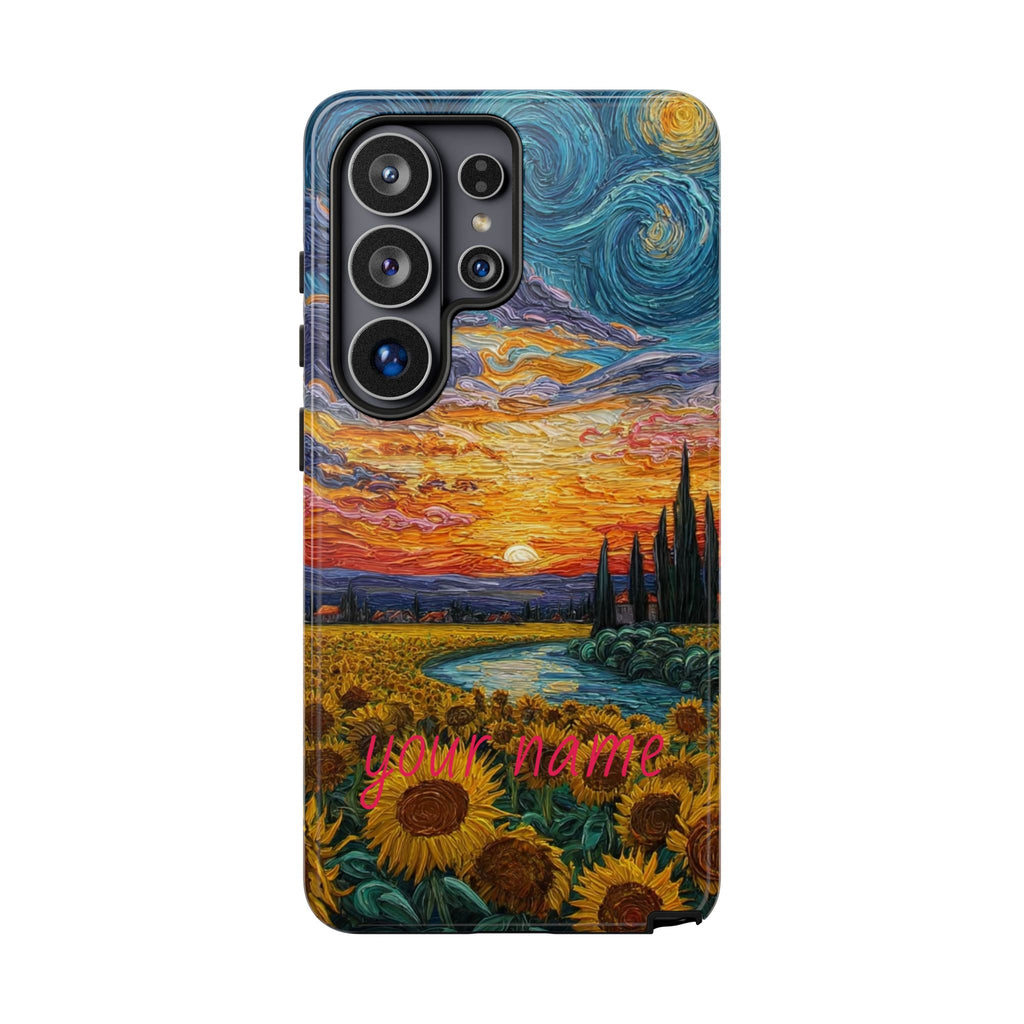 Sunflower Sunset Phone Case — Van Gogh Style Scenic Protective Cover