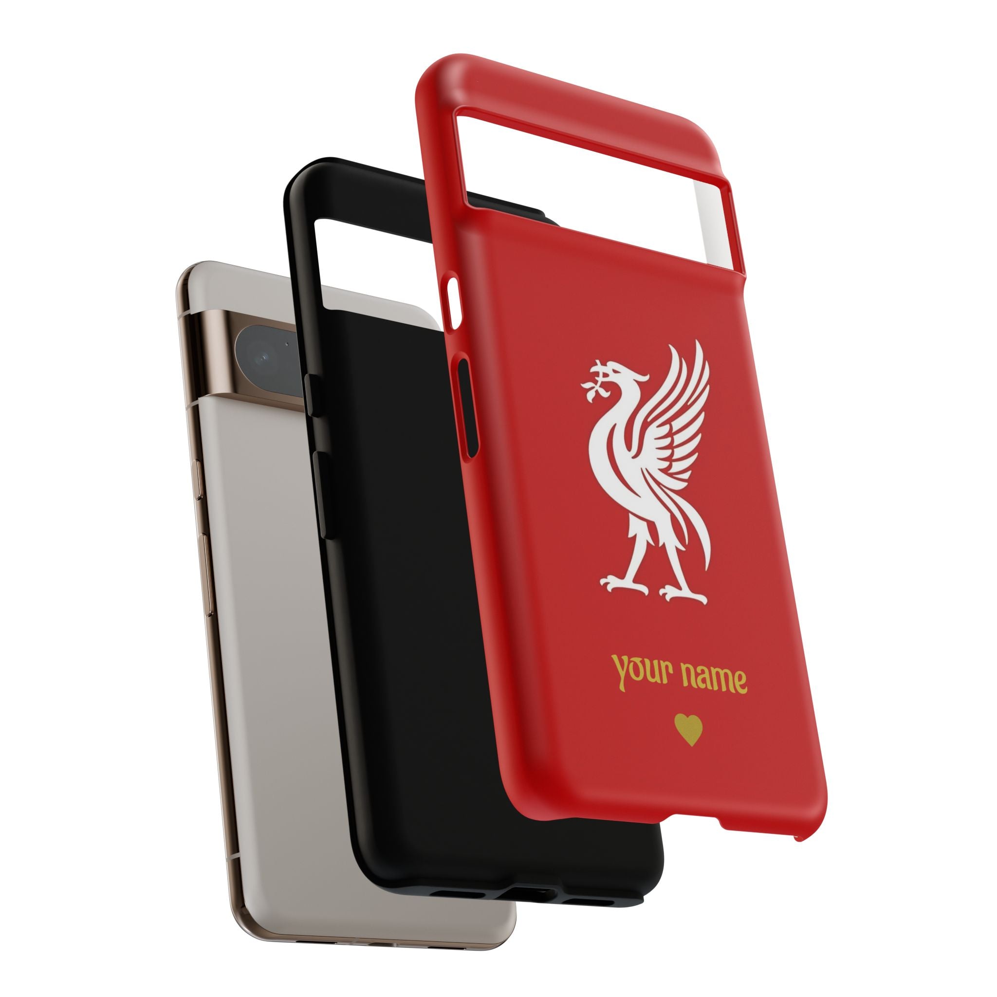 Personalized Red Phone Case — Liverbird Design with Custom Name