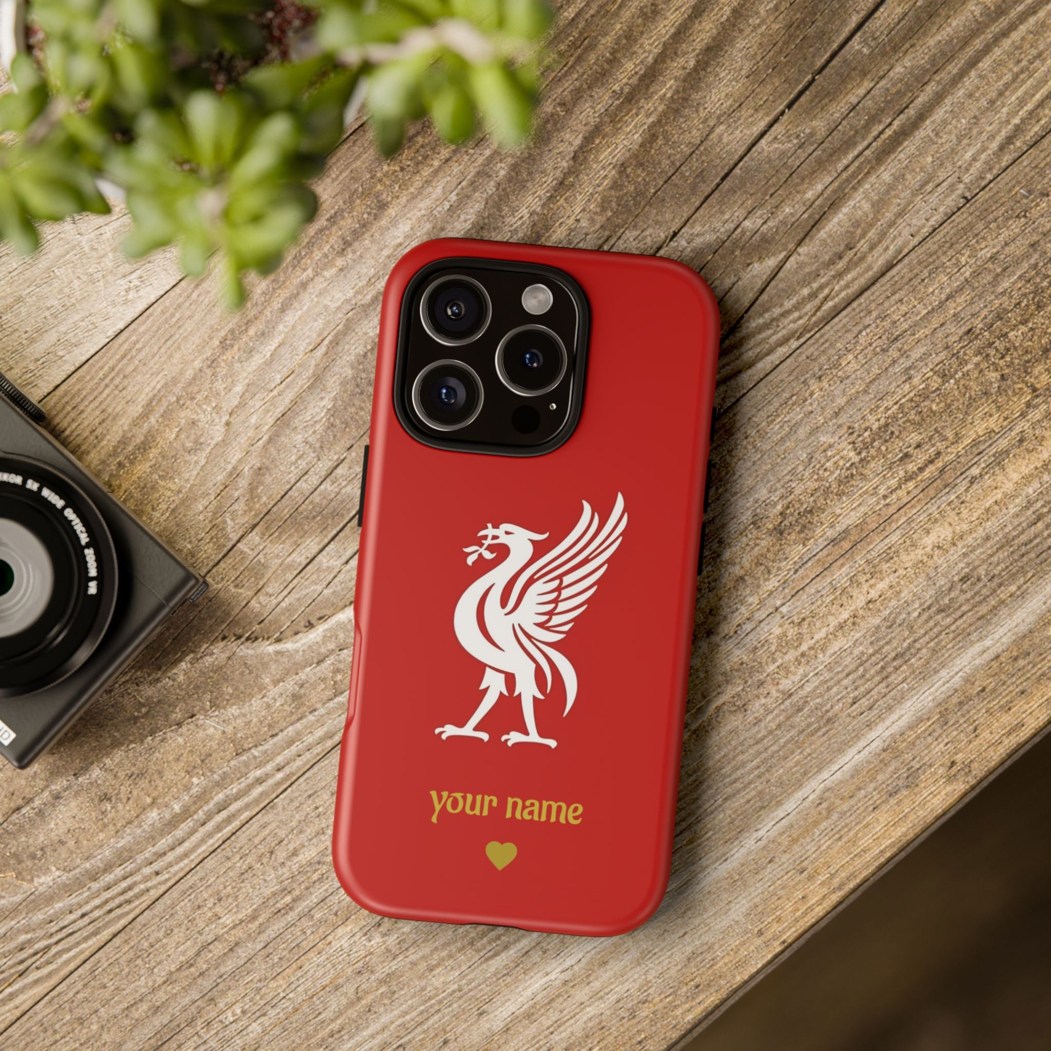 Personalized Red Phone Case — Liverbird Design with Custom Name