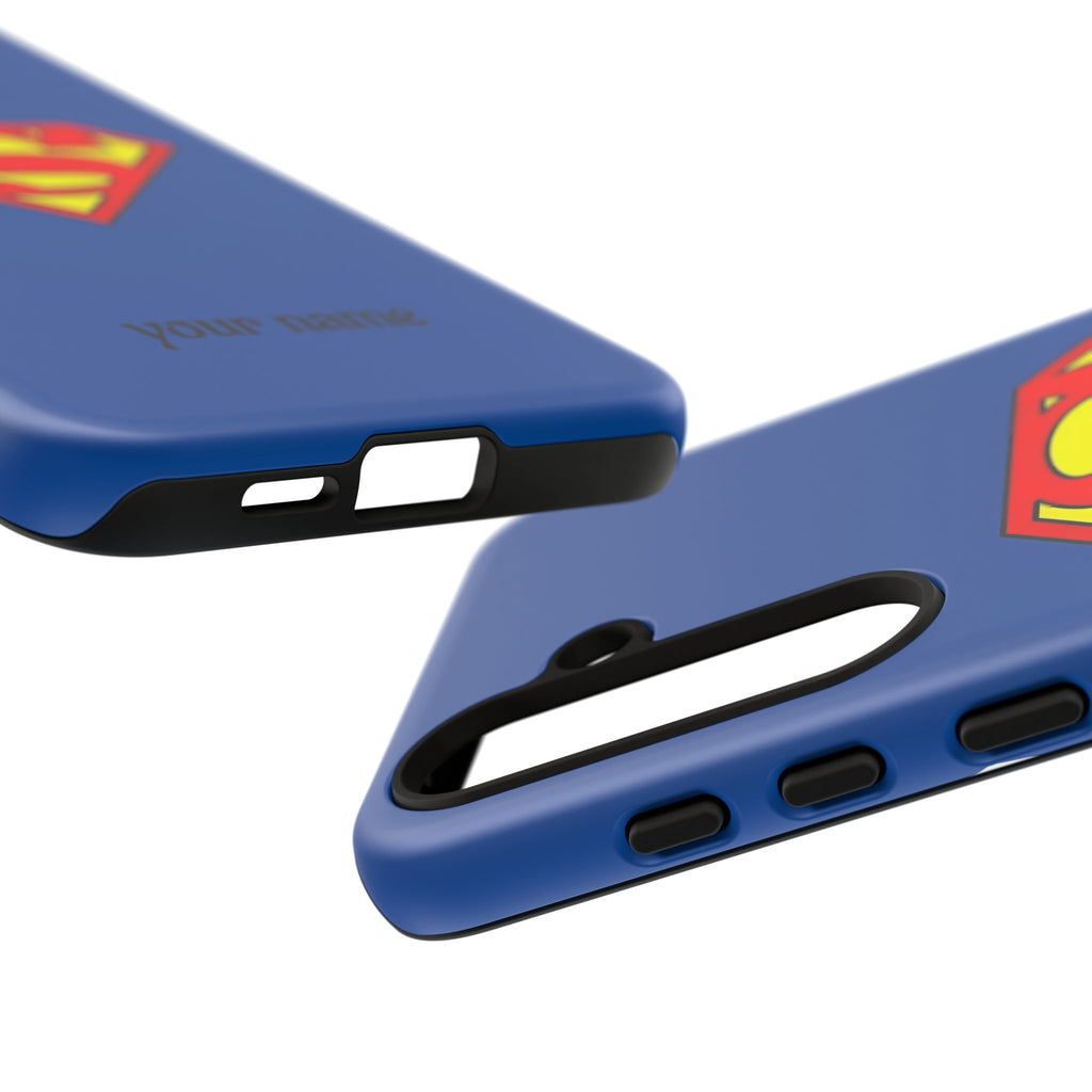 Personalized Superhero Phone Case — Custom Name Blue Protective Cover