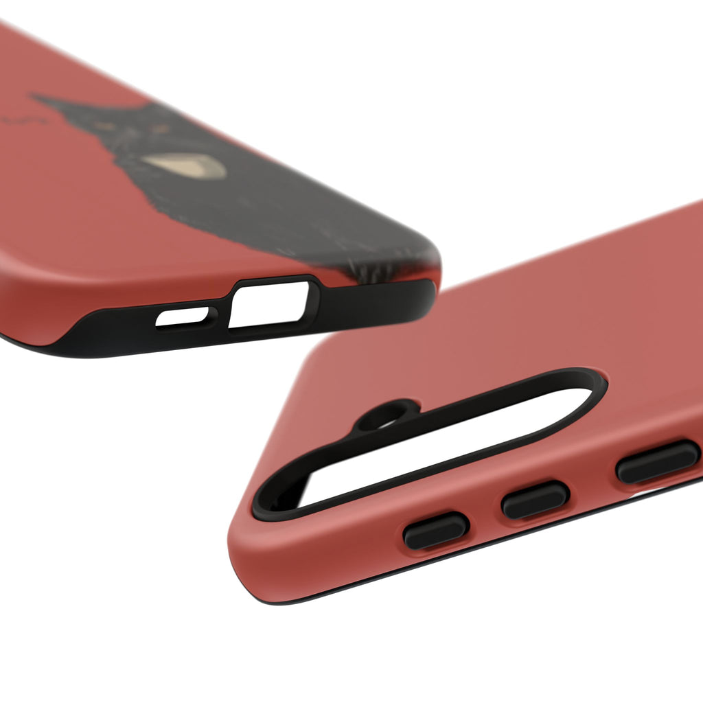 Black Cat Coffee Phone Case – Red Matte Protective Tough Case