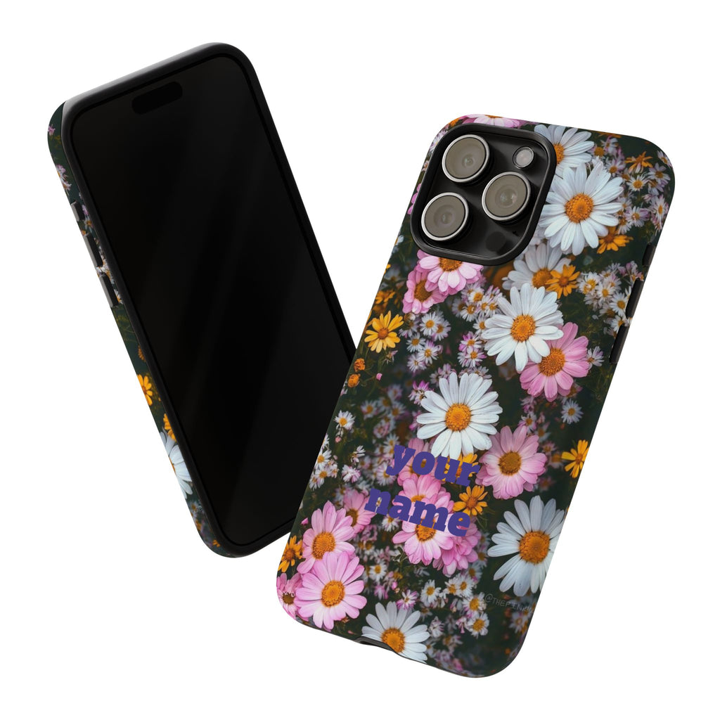Personalized Floral Phone Case — Daisies Pattern with Custom Name