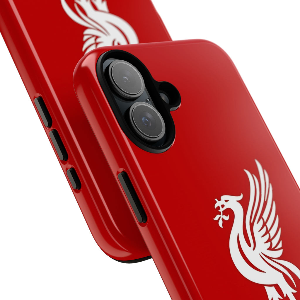 Personalized Red Phone Case — Liverbird Design with Custom Name