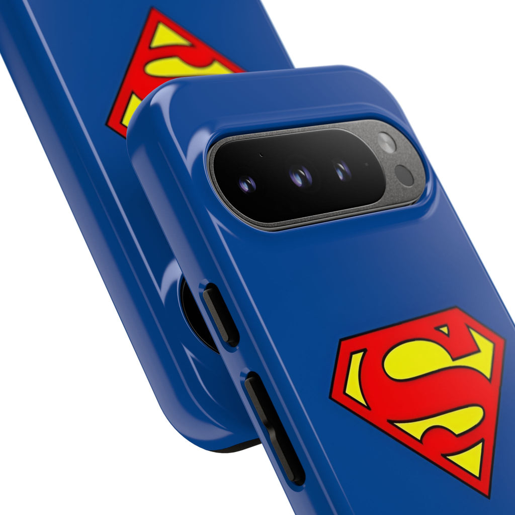 Personalized Superhero Phone Case — Custom Name Blue Protective Cover