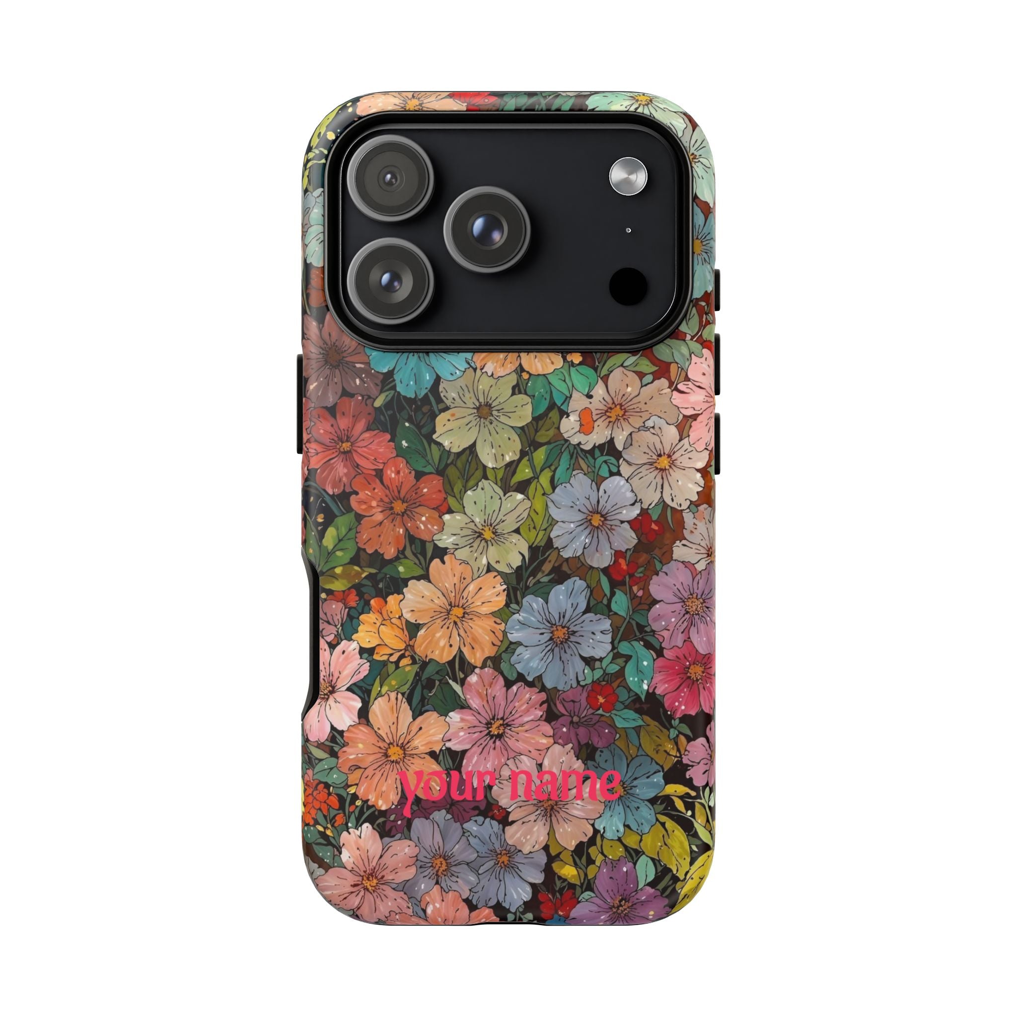 Floral Mosaic Tough Phone Case — Personalized 'your name' Garden Design