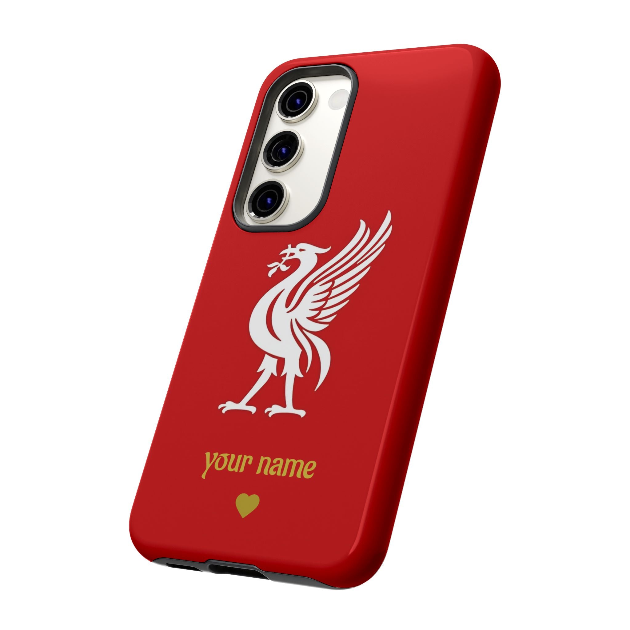 Personalized Red Phone Case — Liverbird Design with Custom Name