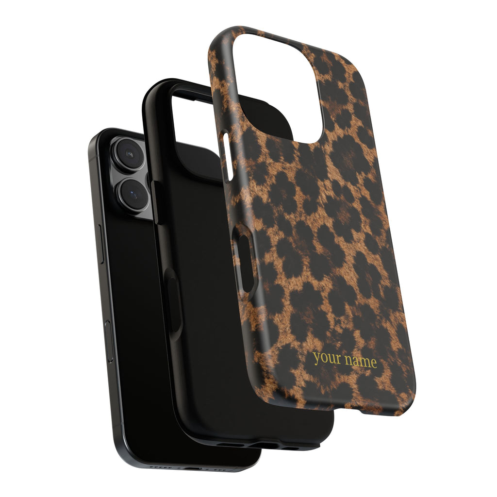 Leopard Print Phone Case — Personalized "your name" Monogram Tough Case