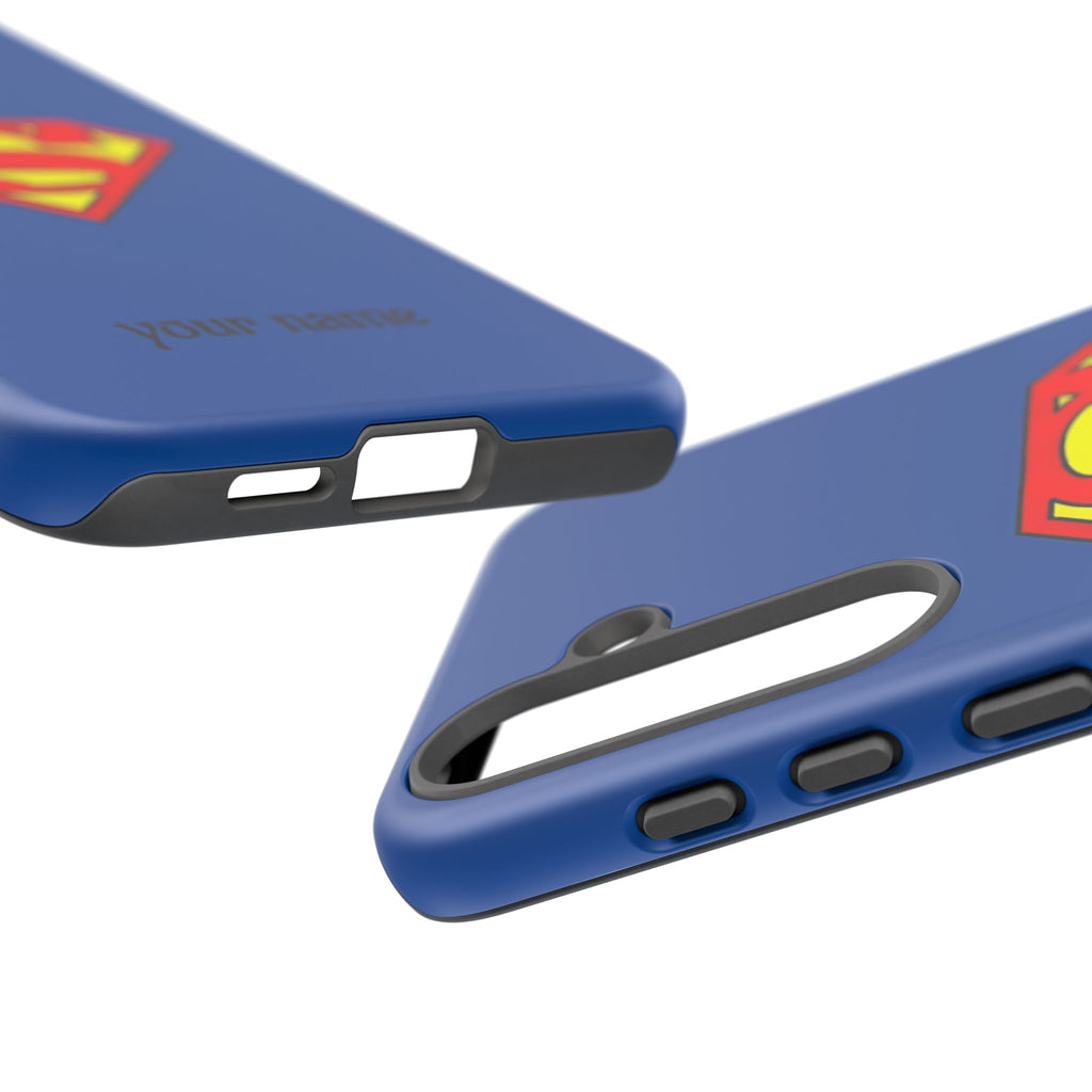 Personalized Superhero Phone Case — Custom Name Blue Protective Cover