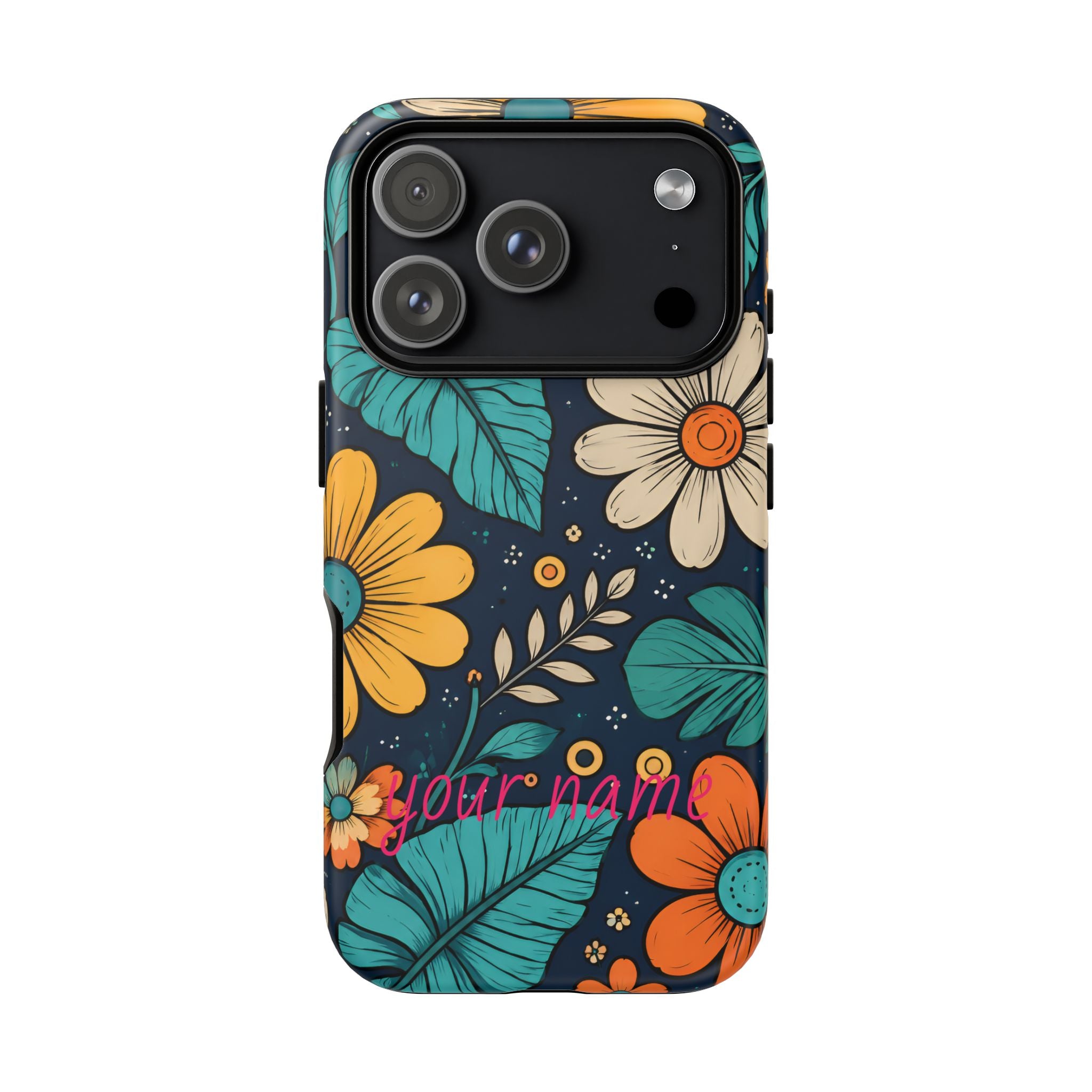 Personalized Floral Phone Case — Custom “Your name” Navy Daisy Design