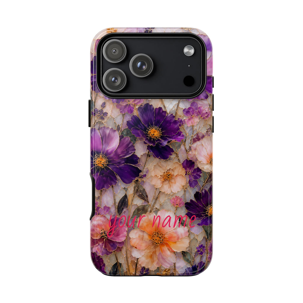 stained glass wildflower phone case  — Custom “Your name”