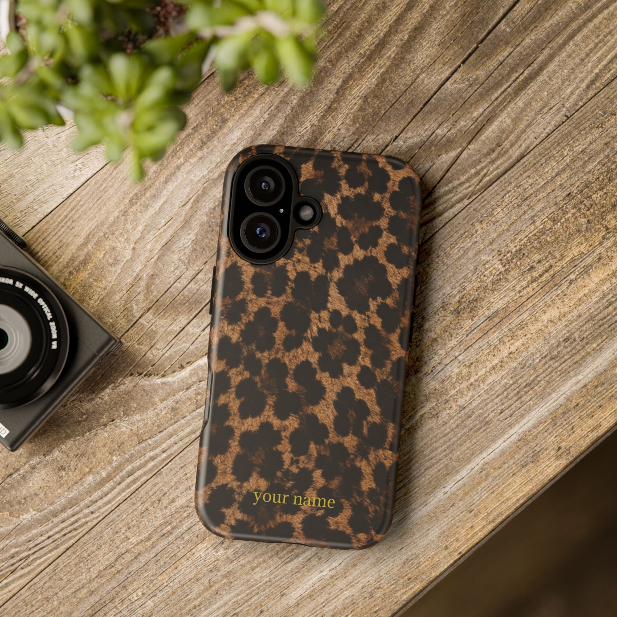 Leopard Print Phone Case — Personalized "your name" Monogram Tough Case