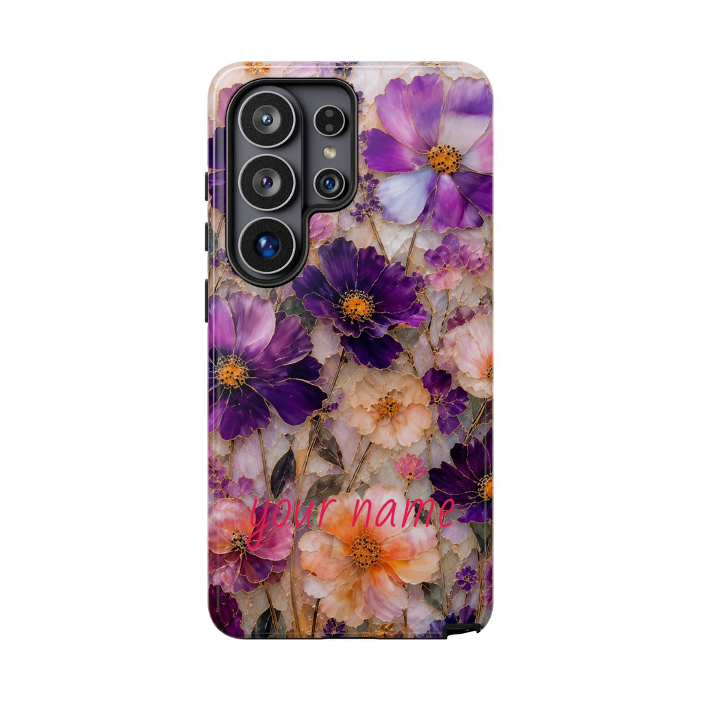 stained glass wildflower phone case  — Custom “Your name”