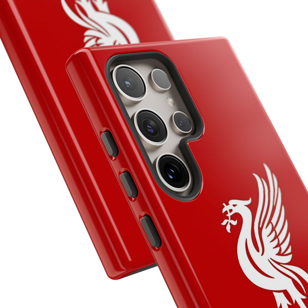 Personalized Red Phone Case — Liverbird Design with Custom Name