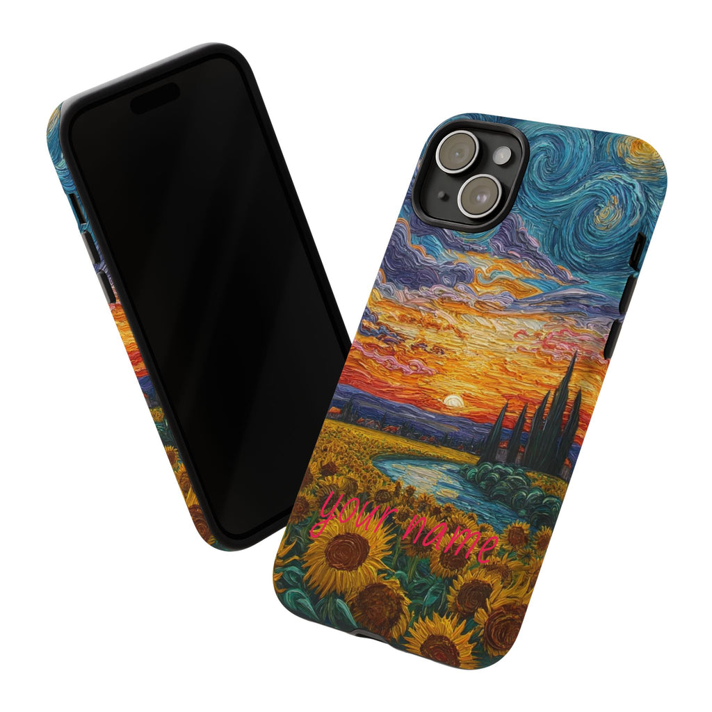 Sunflower Sunset Phone Case — Van Gogh Style Scenic Protective Cover