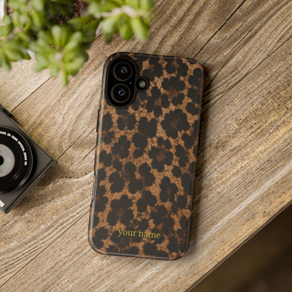 Leopard Print Phone Case — Personalized "your name" Monogram Tough Case
