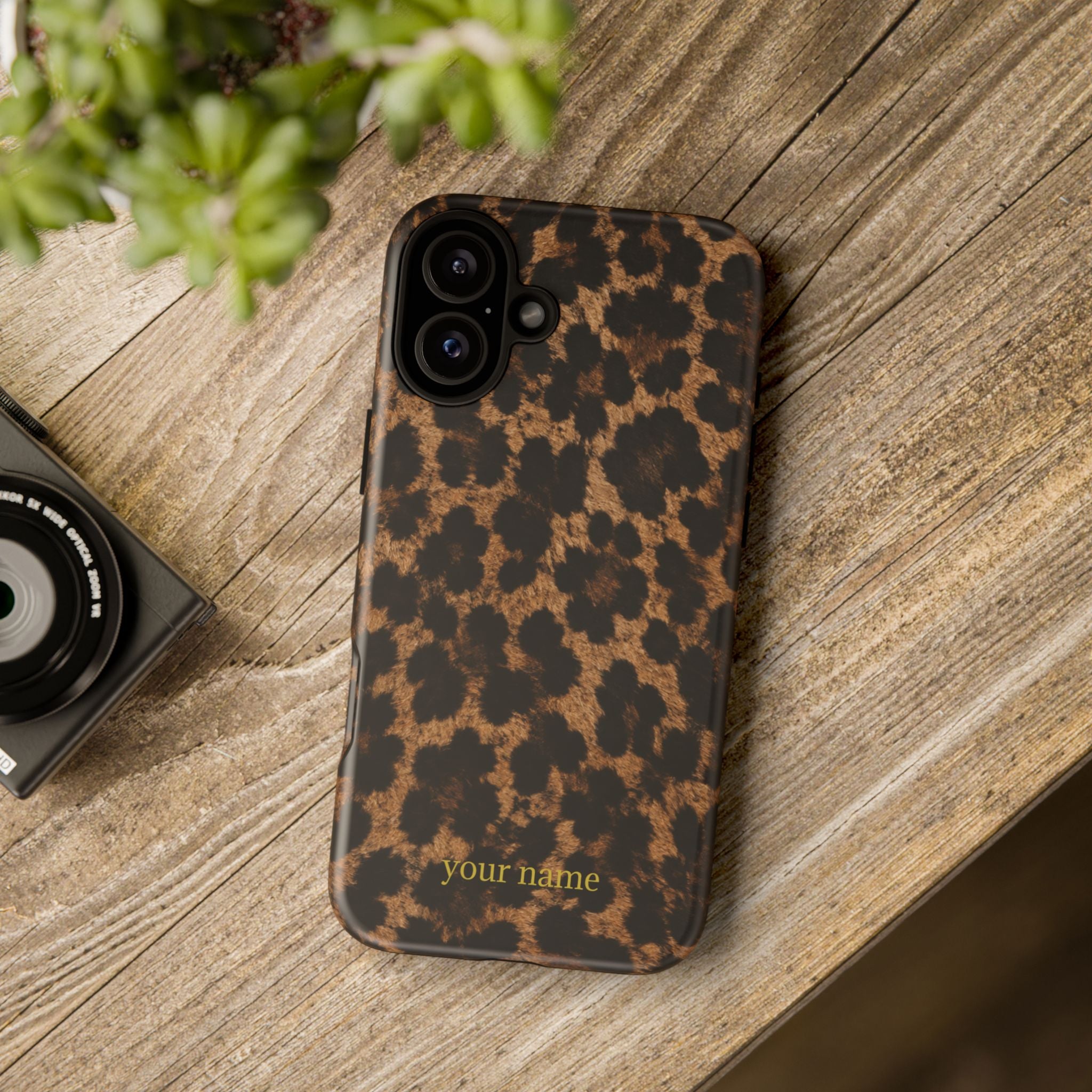Leopard Print Phone Case — Personalized "your name" Monogram Tough Case