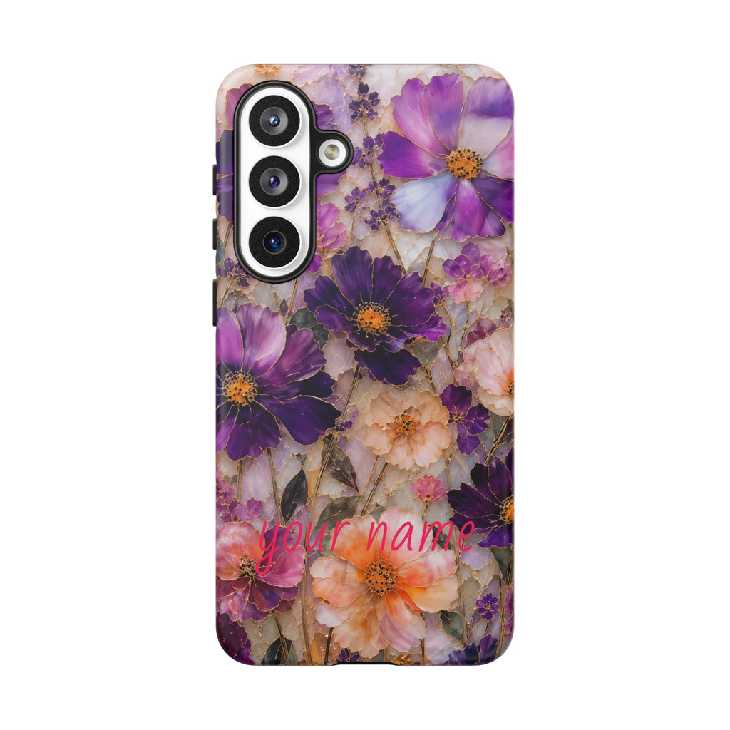 stained glass wildflower phone case  — Custom “Your name”