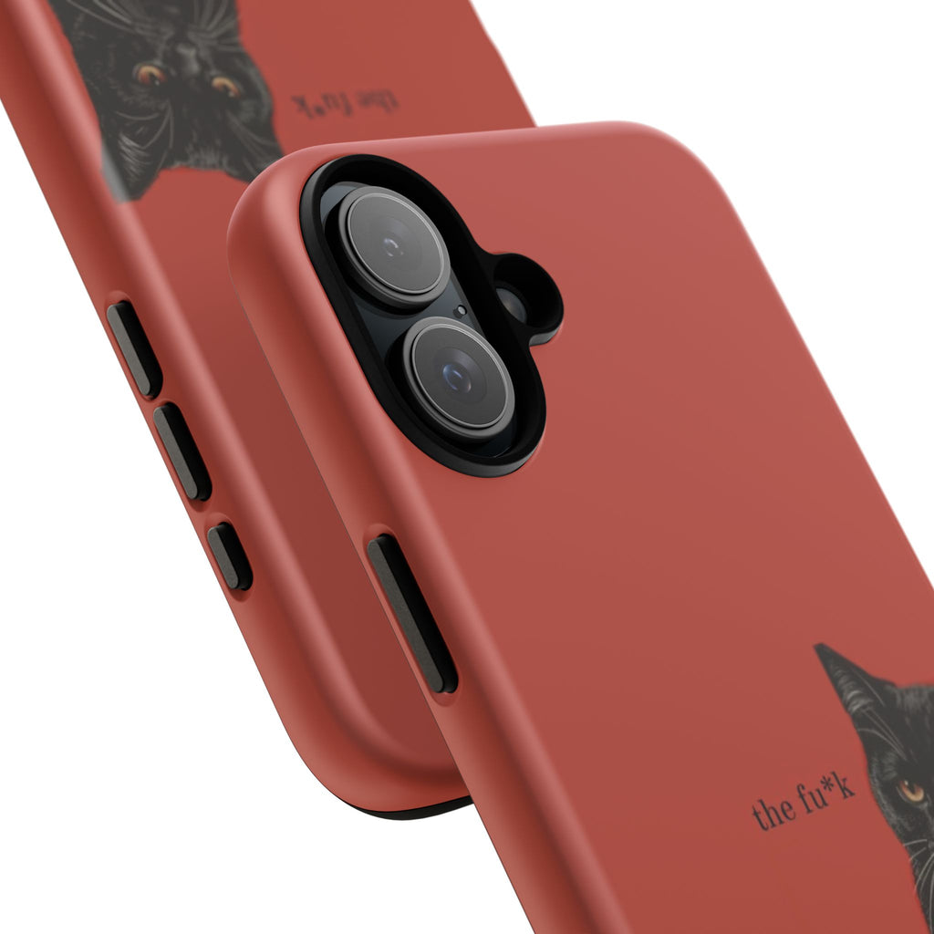 Black Cat Coffee Phone Case – Red Matte Protective Tough Case