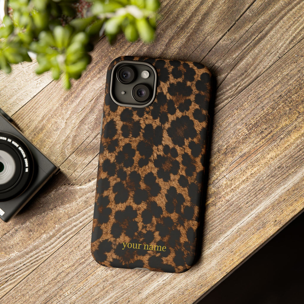 Leopard Print Phone Case — Personalized "your name" Monogram Tough Case