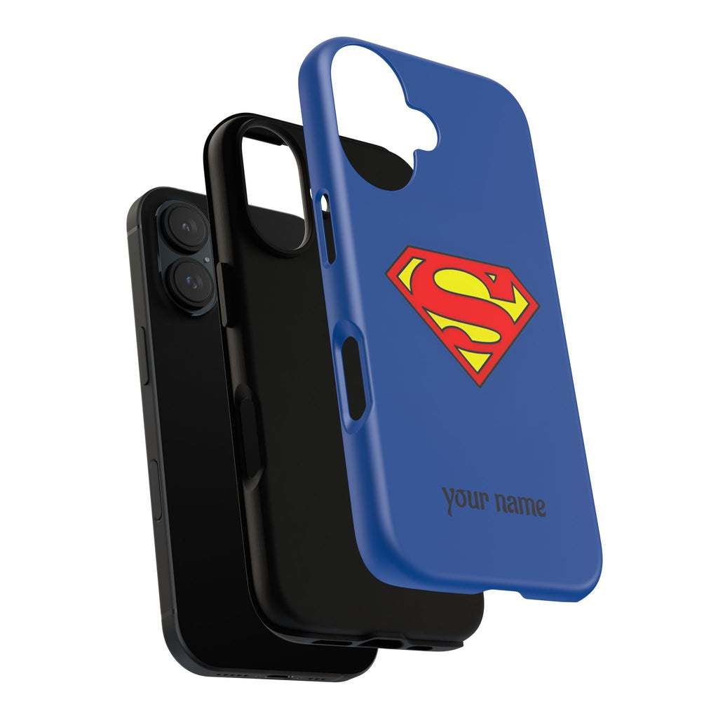 Personalized Superhero Phone Case — Custom Name Blue Protective Cover