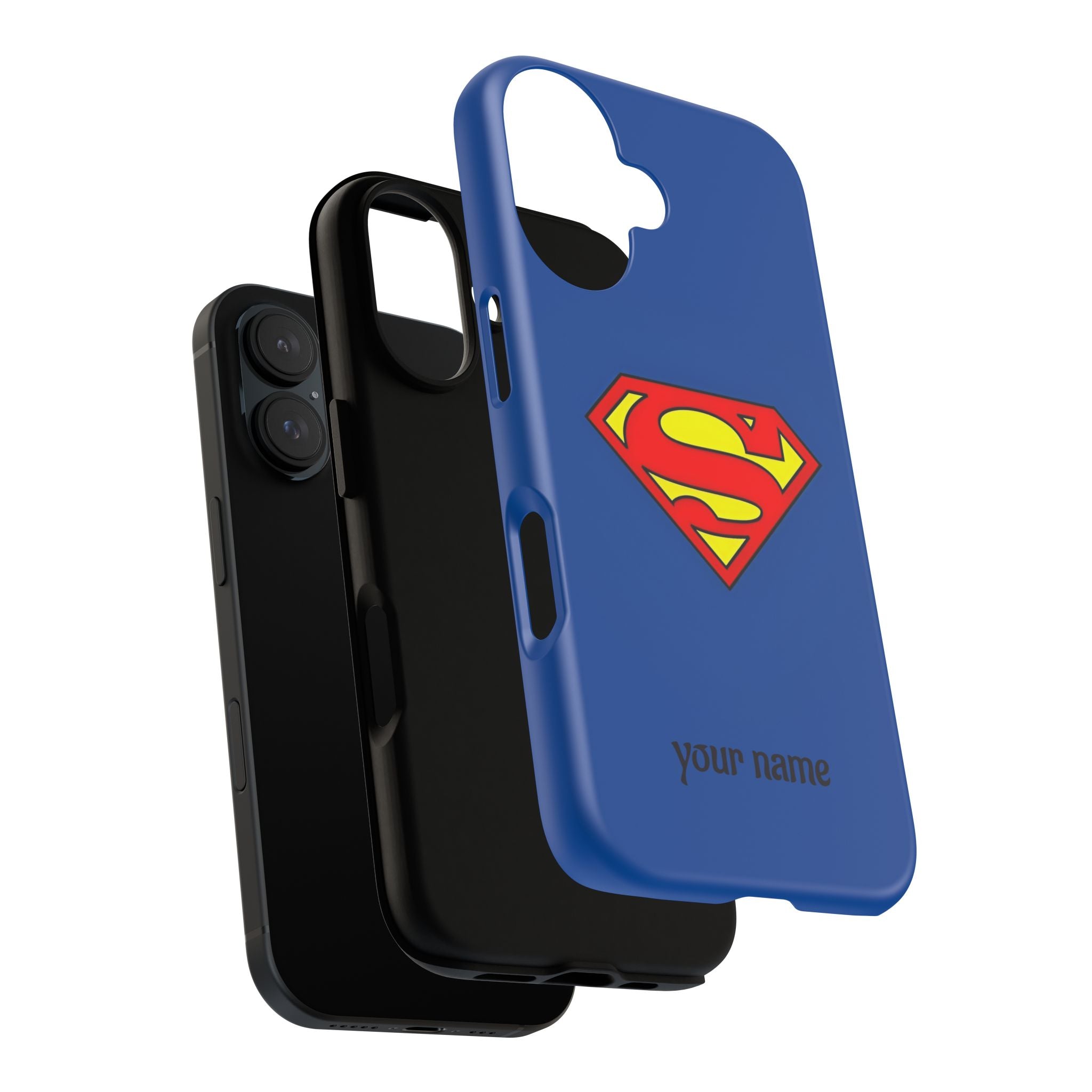 Personalized Superhero Phone Case — Custom Name Blue Protective Cover