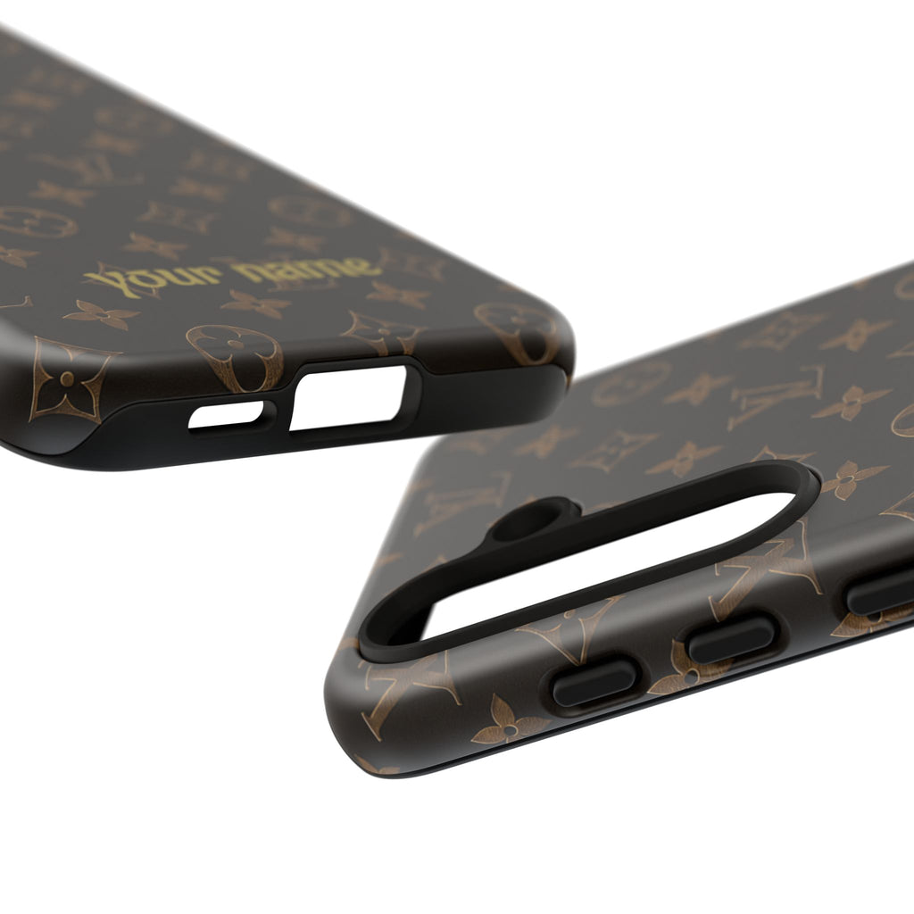 Luxury Monogram Phone Case — Customizable "your name" Brown Pattern
